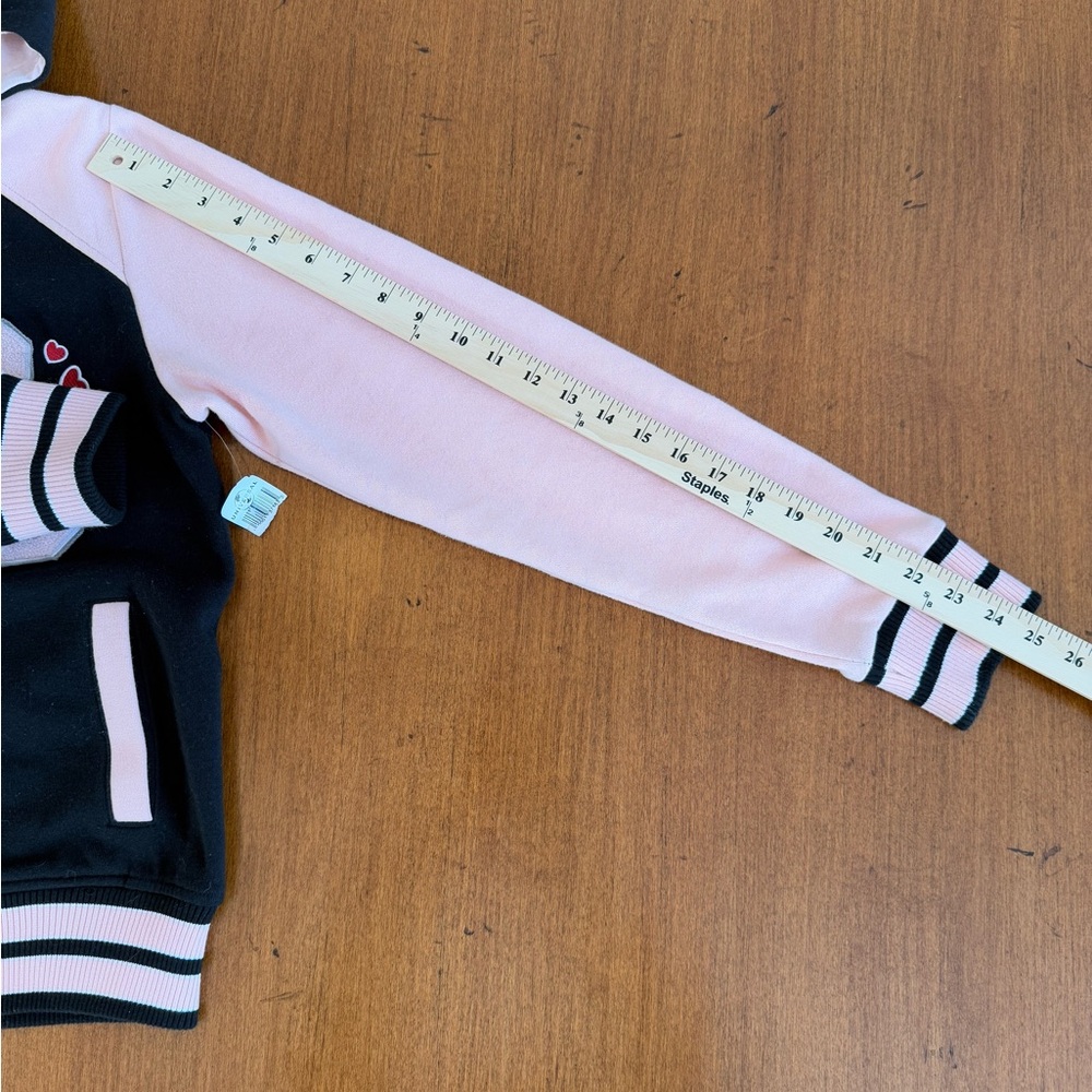 Betty Boop Varsity Letter Jacket with hood + back detail - Black and Pink - Picture 9 of 12